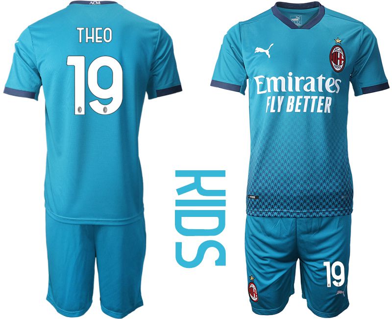 Youth 2020-2021 club AC milan away #19 blue Soccer Jerseys->ac milan jersey->Soccer Club Jersey